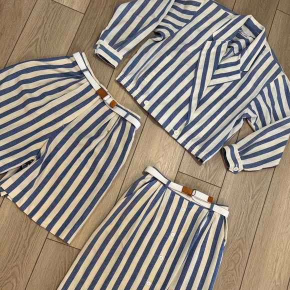 Weather Vane Dresses & Skirts - Vintage Union Made Weathervane 3 Piece Set Blazer Skirt Shorts Stripe Nautical